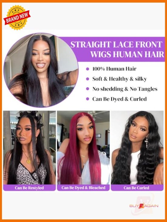 13x6 HD Transparent Lace Front Wig Human Hair 200 Density Straight Pre Plucked
